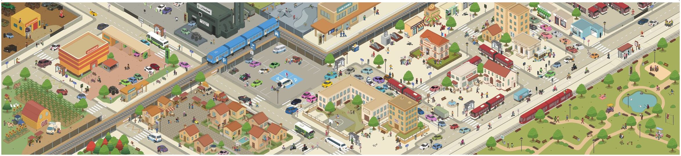 Illustration de la fresque Fresquô : un paysage urbain et périurbain à explorer
